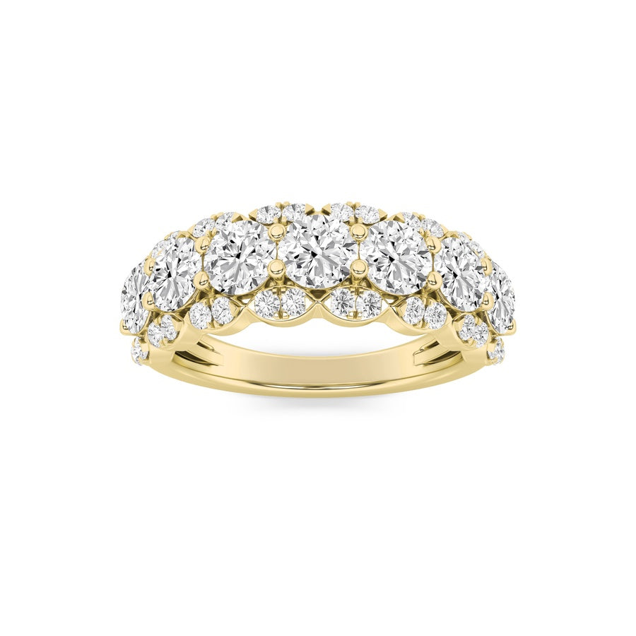2CTW Round Shaped Lab Grown Diamond (F/VS) Multi Stone Band Ring in 14K Gold