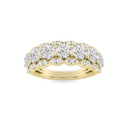 2CTW Round Shaped Lab Grown Diamond (F/VS) Multi Stone Band Ring in 14K Gold