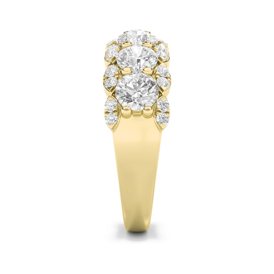 2CTW Round Shaped Lab Grown Diamond (F/VS) Multi Stone Band Ring in 14K Gold