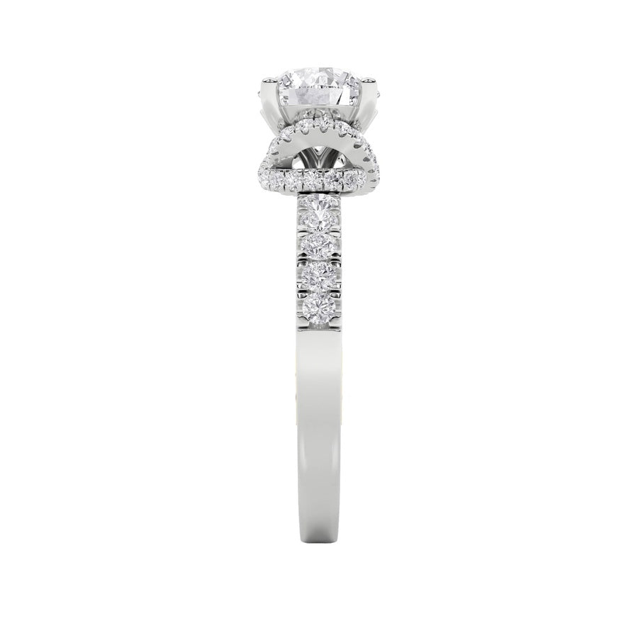 2CTW Round Shaped Lab Grown Diamond (F/VS) Two Tone Accented Fancy Engagement Ring in 14K Gold