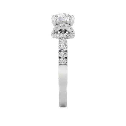 2CTW Round Shaped Lab Grown Diamond (F/VS) Two Tone Accented Fancy Engagement Ring in 14K Gold