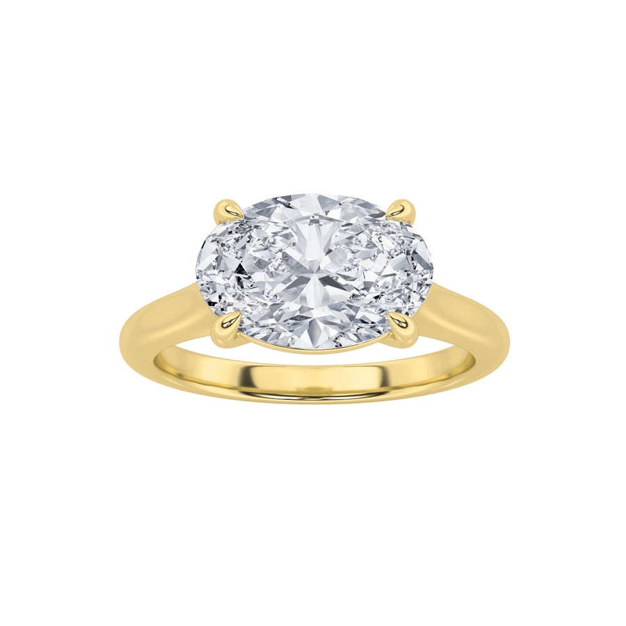 2CTW Oval Shaped Lab Grown Diamond (F/VS) East West Accented Ring in 14K Gold