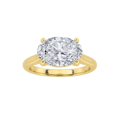 2CTW Oval Shaped Lab Grown Diamond (F/VS) East West Accented Ring in 14K Gold