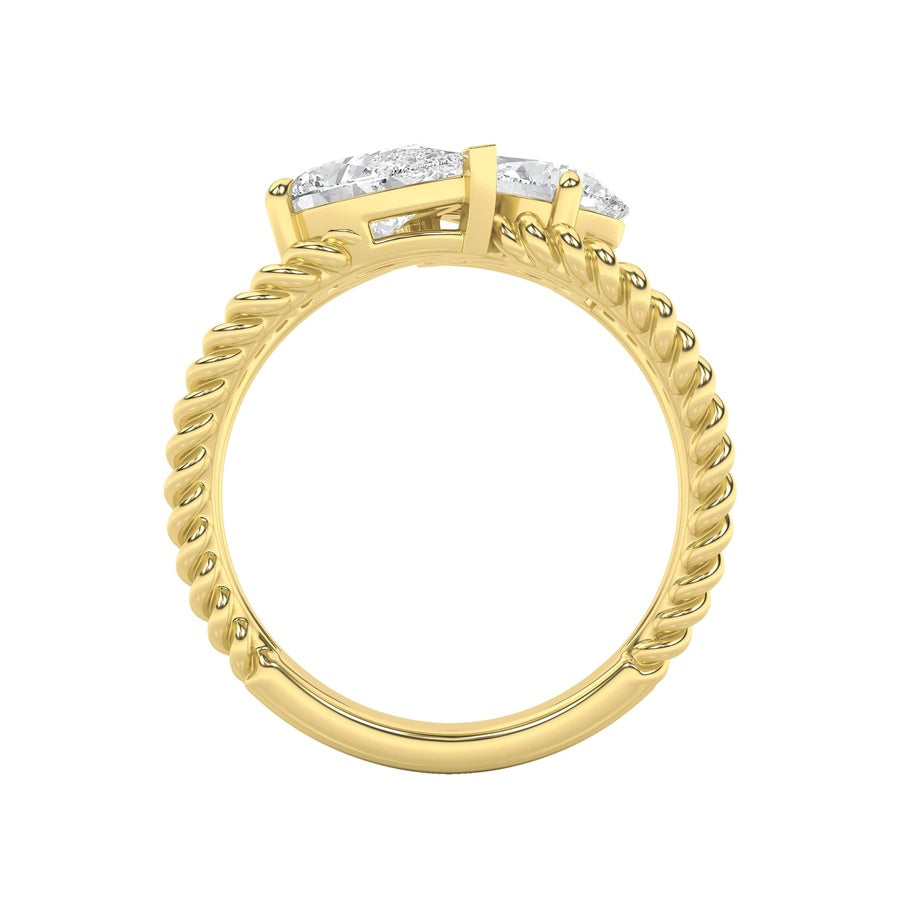 2CTW Pear Shaped Lab Grown Diamond (F/VS) Toi et Moi Fashiion Ring in 14K Gold