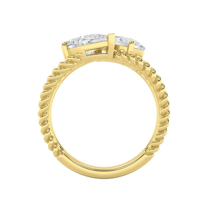 2CTW Pear Shaped Lab Grown Diamond (F/VS) Toi et Moi Fashiion Ring in 14K Gold