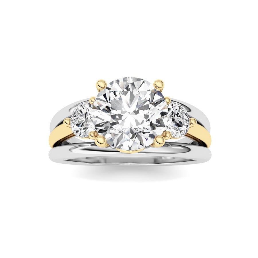 3CTW Oval Shaped Lab Grown Diamond (F/VS) Two Tone Solitaire Engagement Ring in 14K Gold