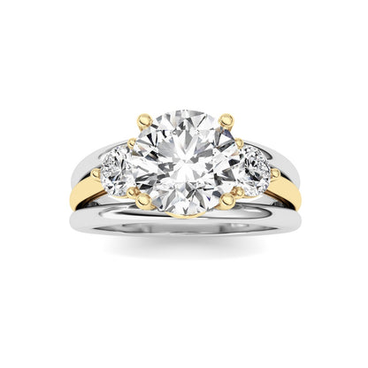 3CTW Oval Shaped Lab Grown Diamond (F/VS) Two Tone Solitaire Engagement Ring in 14K Gold