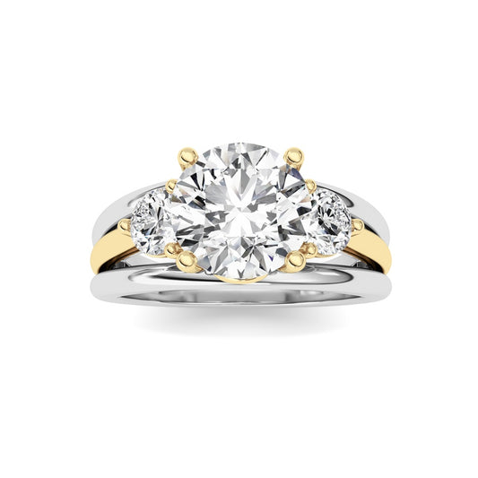 3CTW Oval Shaped Lab Grown Diamond (F/VS) Two Tone Solitaire Engagement Ring in 14K Gold