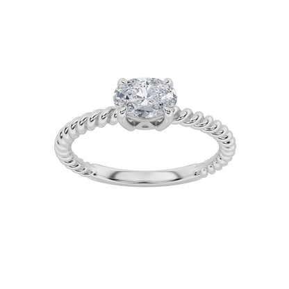 0.5CTW Oval Shaped Lab Grown Diamond (F/VS) Petite Solitaire Engagement RING in 14K Gold