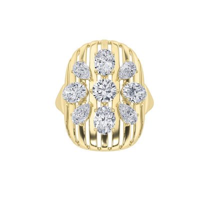 2Cttw Round Shaped Lab Grown Diamond (F/VS) Fashion Ring in 14K Gold