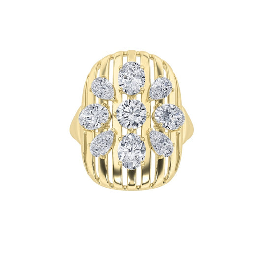 2Cttw Round Shaped Lab Grown Diamond (F/VS) Fashion Ring in 14K Gold