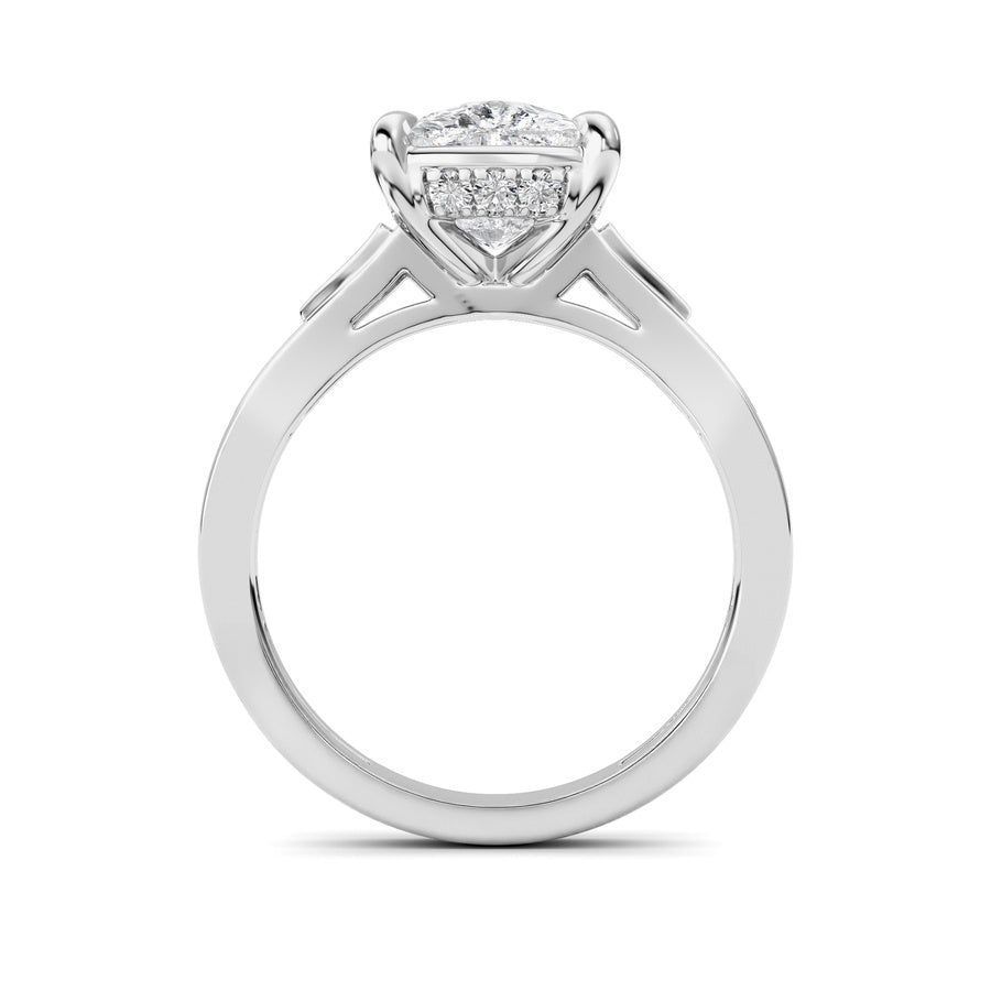 3.25CTW ELongated Cushion Lab Grown Diamond (F/VS )Ring in 14K Gold