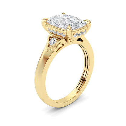 3.25CTW ELongated Cushion Lab Grown Diamond (F/VS )Ring in 14K Gold