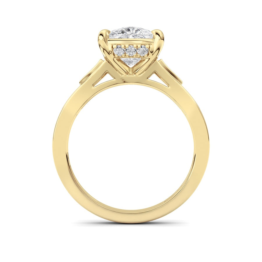 3.25CTW ELongated Cushion Lab Grown Diamond (F/VS )Ring in 14K Gold