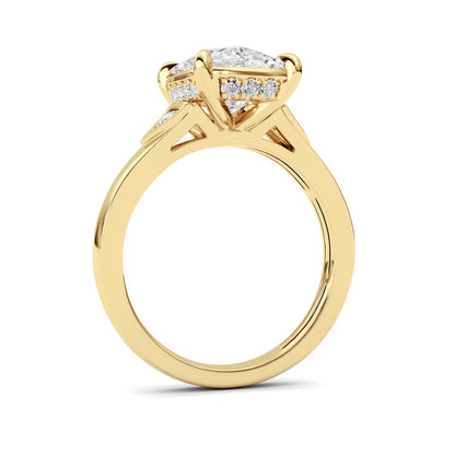 3.25CTW ELongated Cushion Lab Grown Diamond (F/VS )Ring in 14K Gold