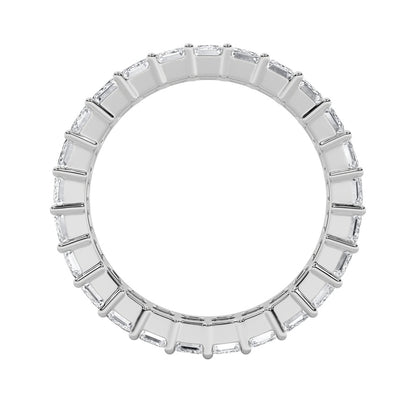 2.8CTW Emerald Shaped Lab Grown Diamond Split Prong Eternity Ring in 14K Gold (F/VS)