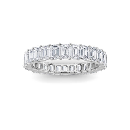 3.35CTW Emerald Shaped Lab Grown Diamond Split Prong Eternity Ring in 14K Gold (F/VS)