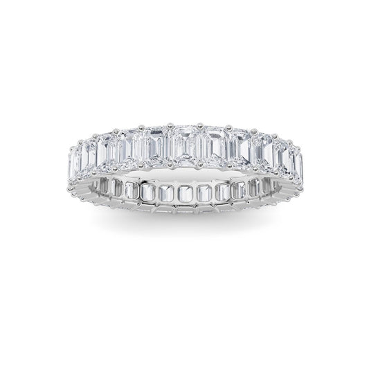 3.35CTW Emerald Shaped Lab Grown Diamond Split Prong Eternity Ring in 14K Gold (F/VS)