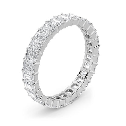 3.35CTW Emerald Shaped Lab Grown Diamond Split Prong Eternity Ring in 14K Gold (F/VS)