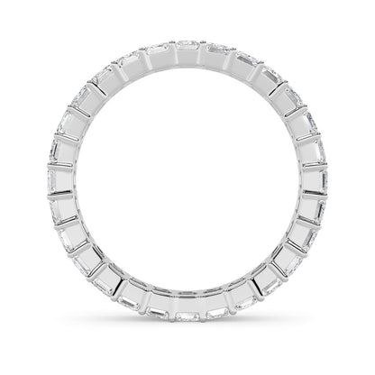 3.35CTW Emerald Shaped Lab Grown Diamond Split Prong Eternity Ring in 14K Gold (F/VS)