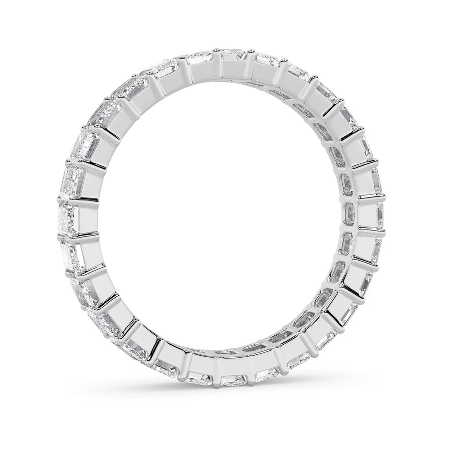 3.35CTW Emerald Shaped Lab Grown Diamond Split Prong Eternity Ring in 14K Gold (F/VS)