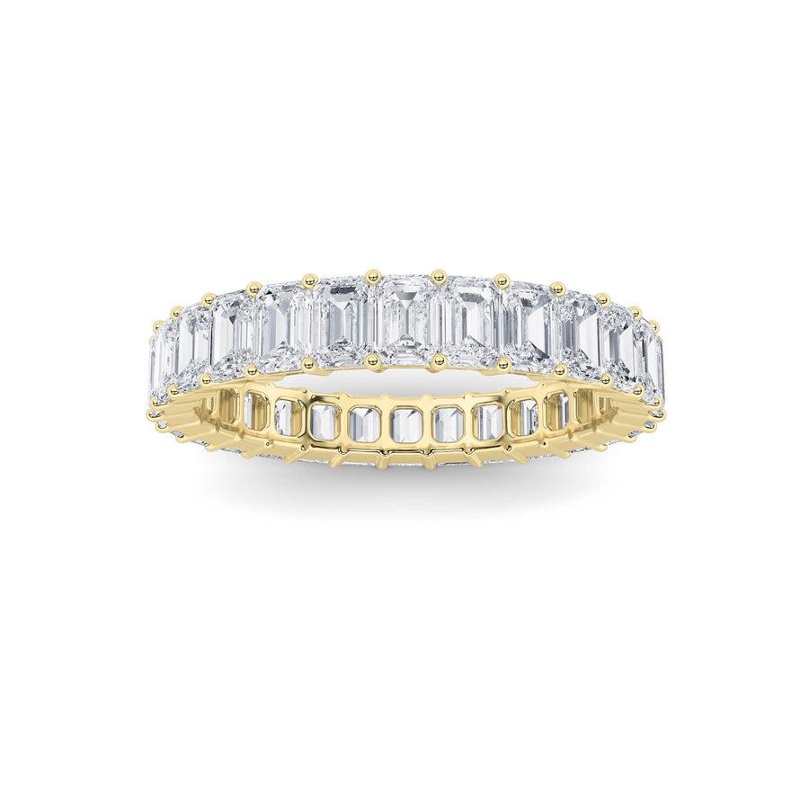 3.35CTW Emerald Shaped Lab Grown Diamond Split Prong Eternity Ring in 14K Gold (F/VS)
