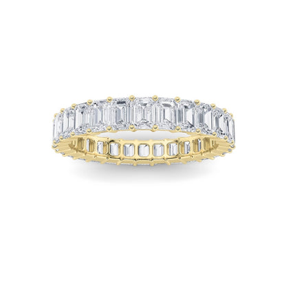 3.35CTW Emerald Shaped Lab Grown Diamond Split Prong Eternity Ring in 14K Gold (F/VS)