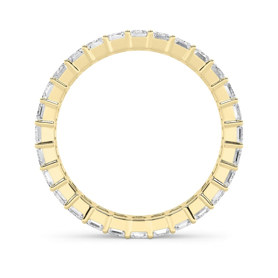 3.35CTW Emerald Shaped Lab Grown Diamond Split Prong Eternity Ring in 14K Gold (F/VS)