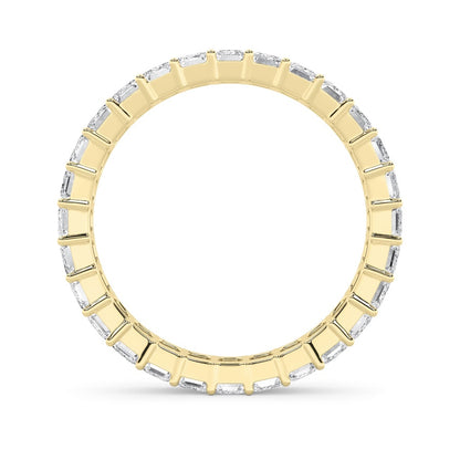 3.35CTW Emerald Shaped Lab Grown Diamond Split Prong Eternity Ring in 14K Gold (F/VS)