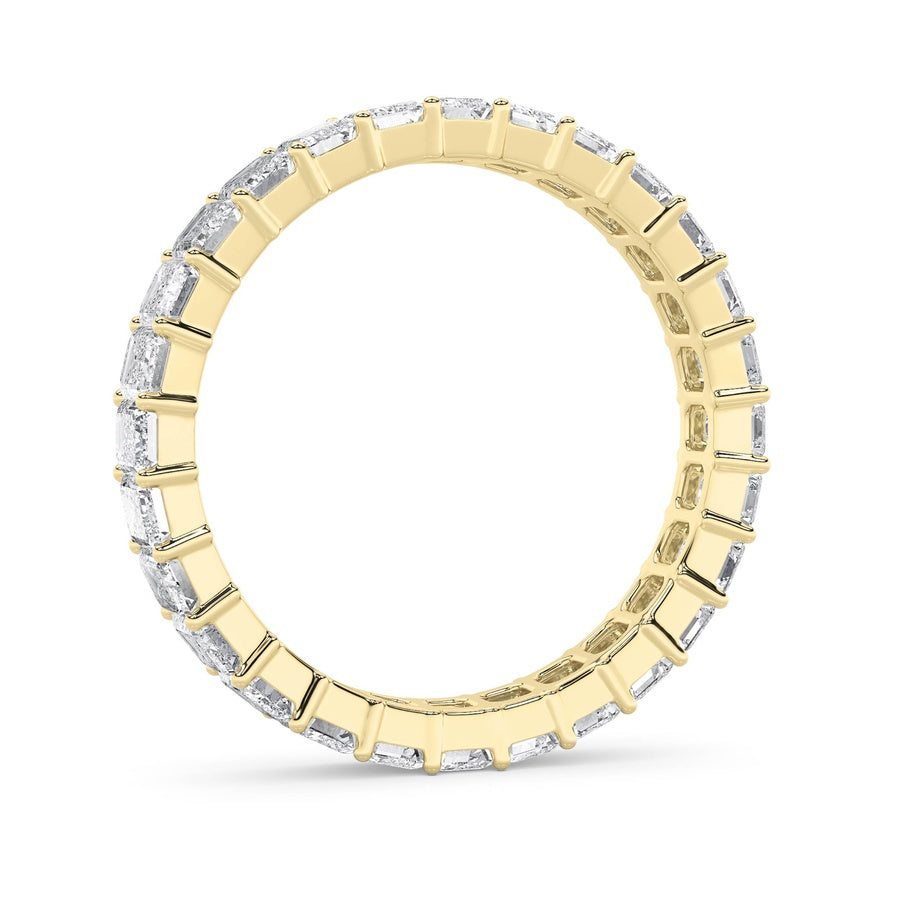 3.35CTW Emerald Shaped Lab Grown Diamond Split Prong Eternity Ring in 14K Gold (F/VS)