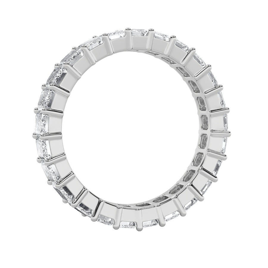 3.5CTW Emerald Shaped Lab Grown Diamond Split Prong Eternity Ring in 14K Gold (F/VS)