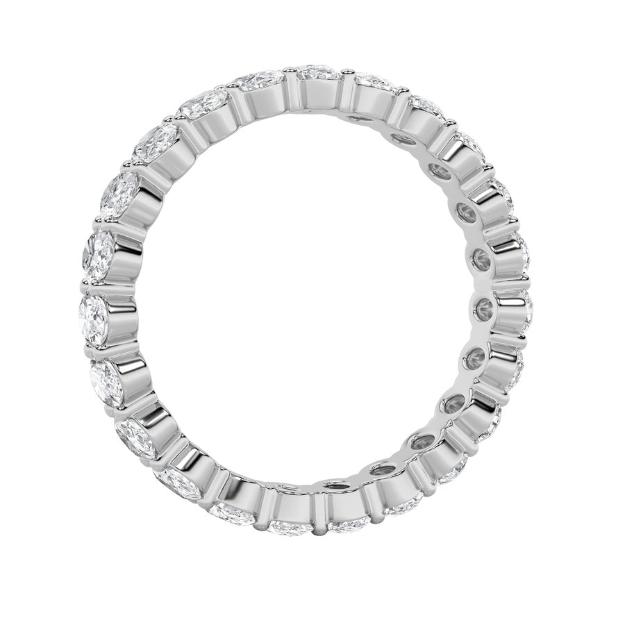 2.5CTW Oval Shaped Lab Grown Diamond Split Prong Eternity Ring in 14K Gold (F/VS)