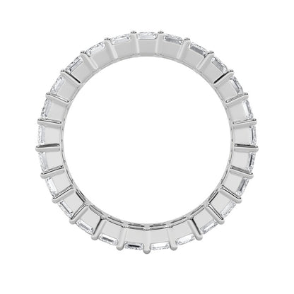 3.9CTW Emerald Shaped Lab Grown Diamond Split Prong Eternity Ring in 14K Gold (F/VS)