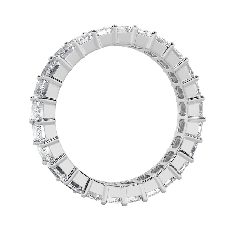 3.9CTW Emerald Shaped Lab Grown Diamond Split Prong Eternity Ring in 14K Gold (F/VS)