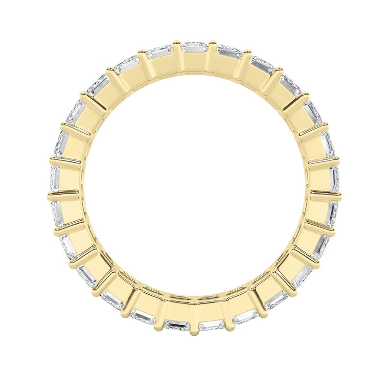 3.9CTW Emerald Shaped Lab Grown Diamond Split Prong Eternity Ring in 14K Gold (F/VS)