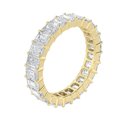 4CTW Emerald Shaped Lab Grown Diamond Split Prong Eternity Ring in 14K Gold (F/VS)