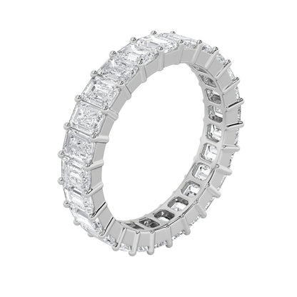 4.55CTW Emerald Shaped Lab Grown Diamond Split Prong Eternity Ring in 14K Gold (F/VS)