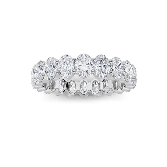 4CTW Oval Shaped Lab Grown Diamond Split Prong Eternity Ring in 14K Gold (F/VS)