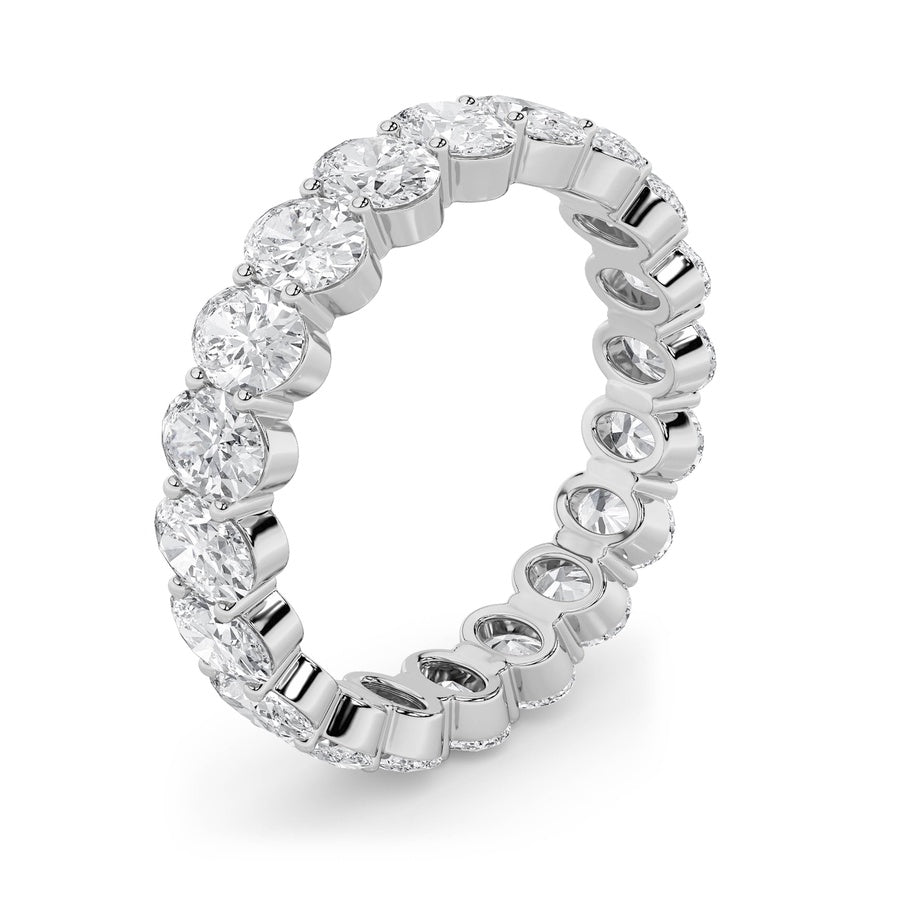 4CTW Oval Shaped Lab Grown Diamond Split Prong Eternity Ring in 14K Gold (F/VS)