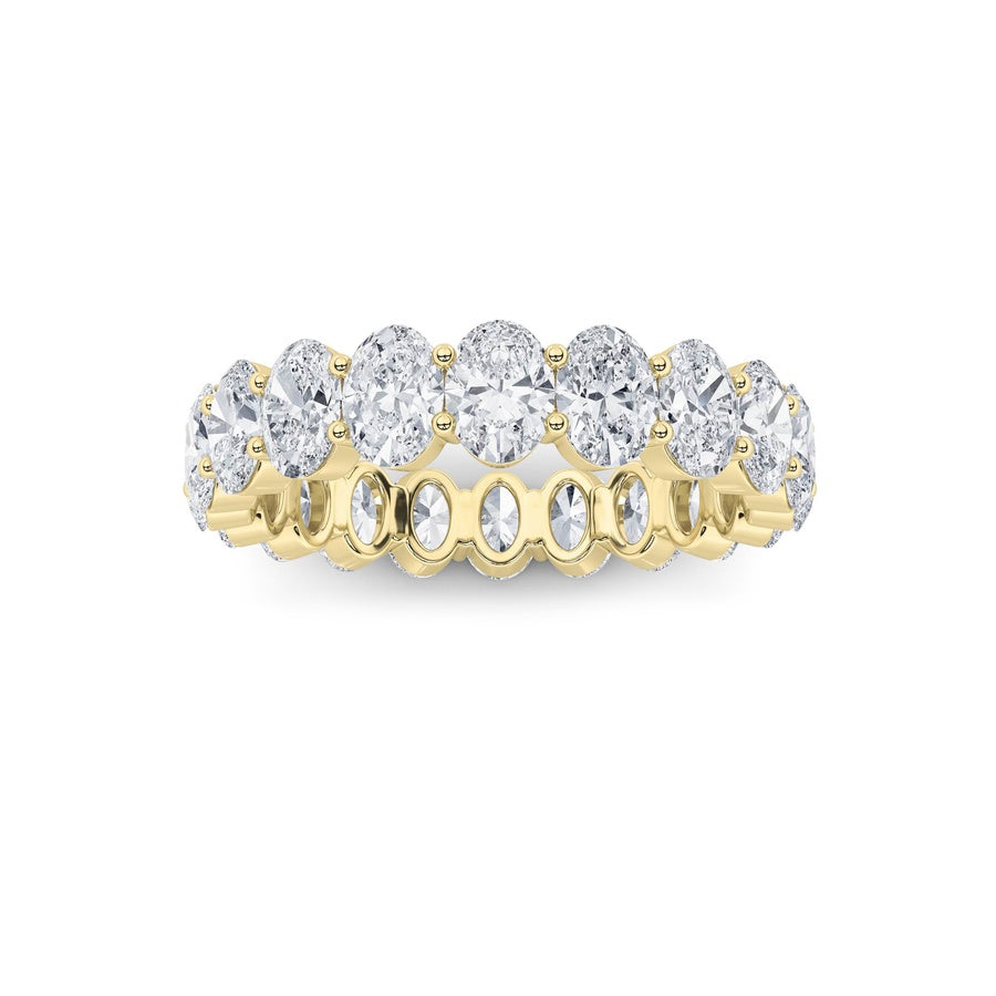4CTW Oval Shaped Lab Grown Diamond Split Prong Eternity Ring in 14K Gold (F/VS)
