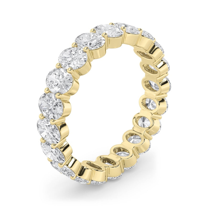 4CTW Oval Shaped Lab Grown Diamond Split Prong Eternity Ring in 14K Gold (F/VS)