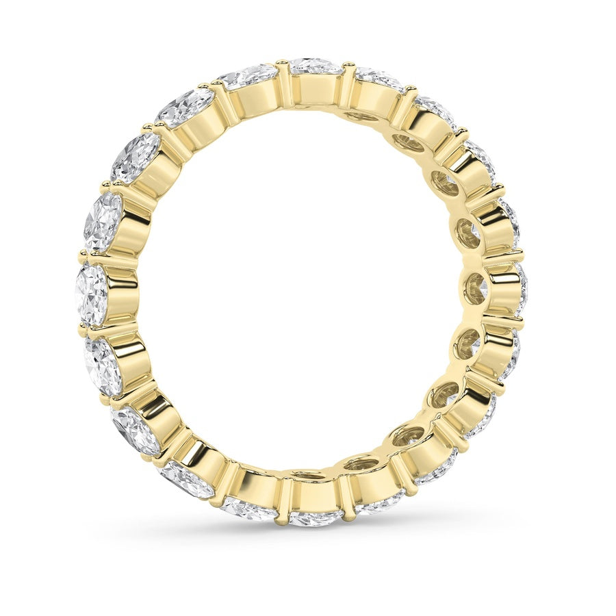 4CTW Oval Shaped Lab Grown Diamond Split Prong Eternity Ring in 14K Gold (F/VS)