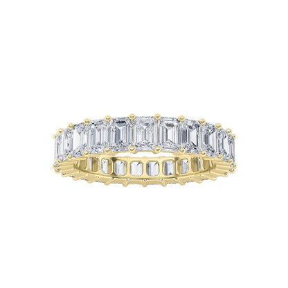 5.75CTW Emerald Shaped Lab Grown Diamond Split Prong Eternity Ring in 14K Gold (F/VS)