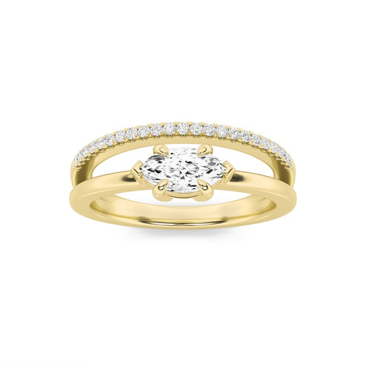 0.5CTW Marquise Shaped Lab Grown Diamond (G/VS) Ring in 14K Gold