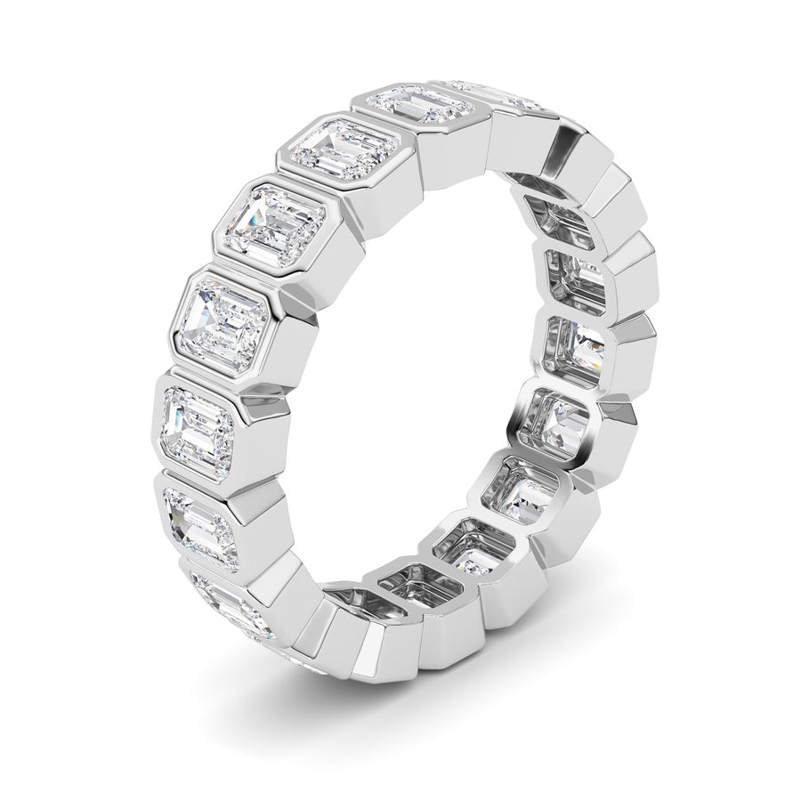 2.2CTW Emerald Shaped Lab Grown Diamond (F/VS) Eternity Band Ring in 14K Gold