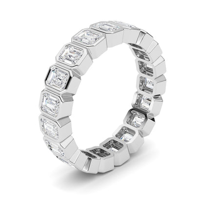 2.2CTW Emerald Shaped Lab Grown Diamond (F/VS) Eternity Band Ring in 14K Gold