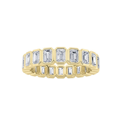 3.25CTW Emerald Shaped Lab Grown Diamond (F/VS) Eternity Band Ring in 14K Gold