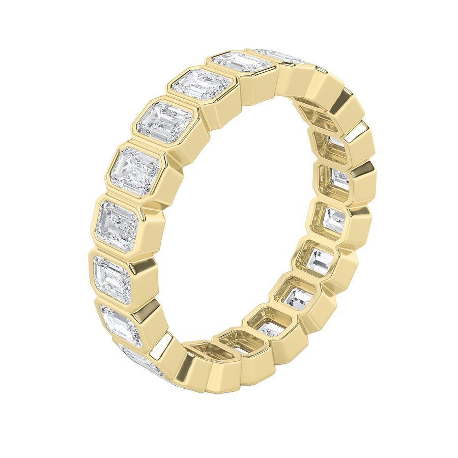 3.25CTW Emerald Shaped Lab Grown Diamond (F/VS) Eternity Band Ring in 14K Gold
