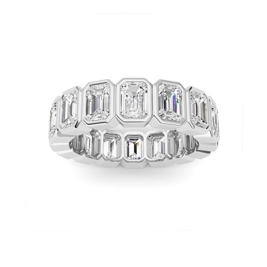 3.2CTW Emerald Shaped Lab Grown Diamond (F/VS) Eternity Band Ring in 14K Gold
