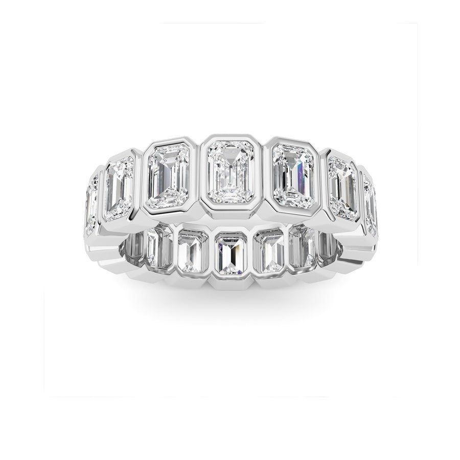 4CTW Emerald Shaped Lab Grown Diamond (F/VS) Eternity Band Ring in 14K Gold